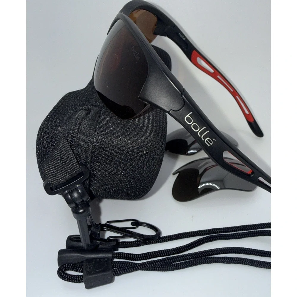 Bolle Bolt 2.0 Sport754 Photochromic Genuine OOS Black/Red Sunglasses,Case&Strap